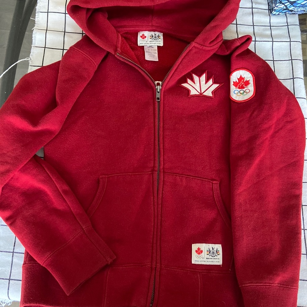 Hudson Bay Canada Olympic official maple leave zip hoodie